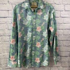 Tasso Elba‎ Island Mens Long Sleeve Floral Button Up Shirt 100% Cotton
